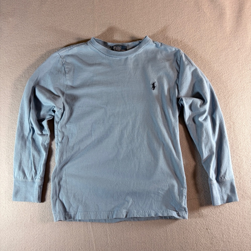 Polo Ralph Lauren Kids Light Blue Long Sleeve T-Shirt Small 8 Pony Logo Cotton